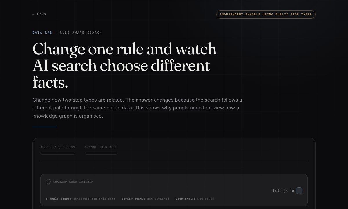 Two rule choices showing different facts used by a search