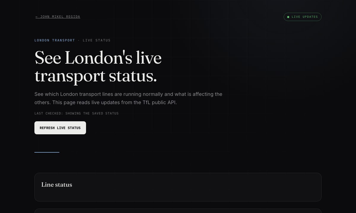 Current service status for London transport lines